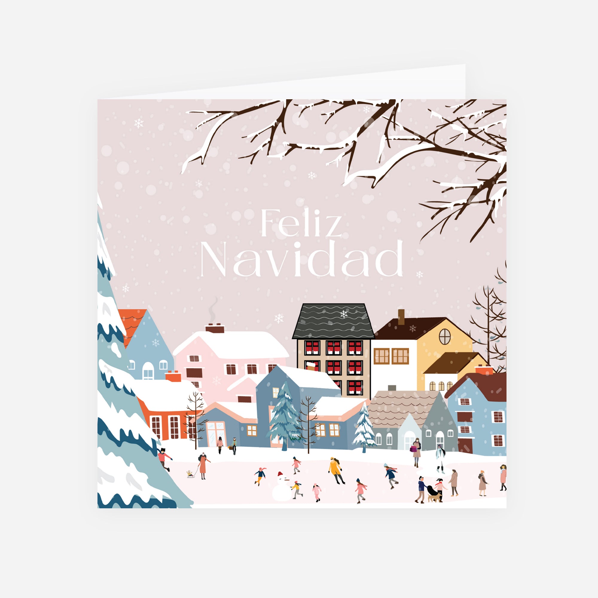 Pueblo Encantado | Tarjeta de navidad • Cuadrada plegable photo N° 1